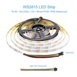 ALITOVE WS2815 WS2813 12V Addressable RGB LED Strip 5m 150 LEDs 12V WS2812B Programmable LED Pixel Rope Light Dual-Data Wires 4pin Dream Color LED Tape Waterproof IP65 for Decor Lighting Project