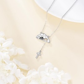 JERWLI Empty Tomb Necklace 925 Sterling Silver Open Empty Tomb Cross Jewellery Gifts for Women