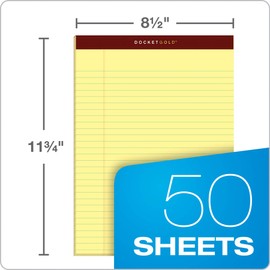 TOPS 63950 Docket Ruled Perforated Pads, 8 1/2 x 11 3/4, Canary, 50 Sheets (Pack of 12)