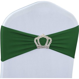 10 PCS Spandex Chair Strap, Bow Elastic Chair Cover, Buckle Slider Chair Waist Belt, Suitable for Wedding Parties, Reception Events and Ceremonial Banquet Decoration (10, Green)