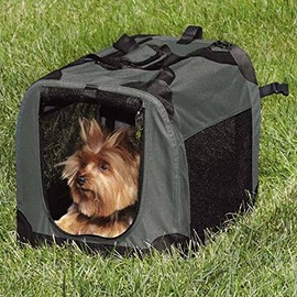Guardian Gear Soft Sided Charcoal Collapsible Crates for Dogs Mesh Window Panels(Medium 32"x23"x23")