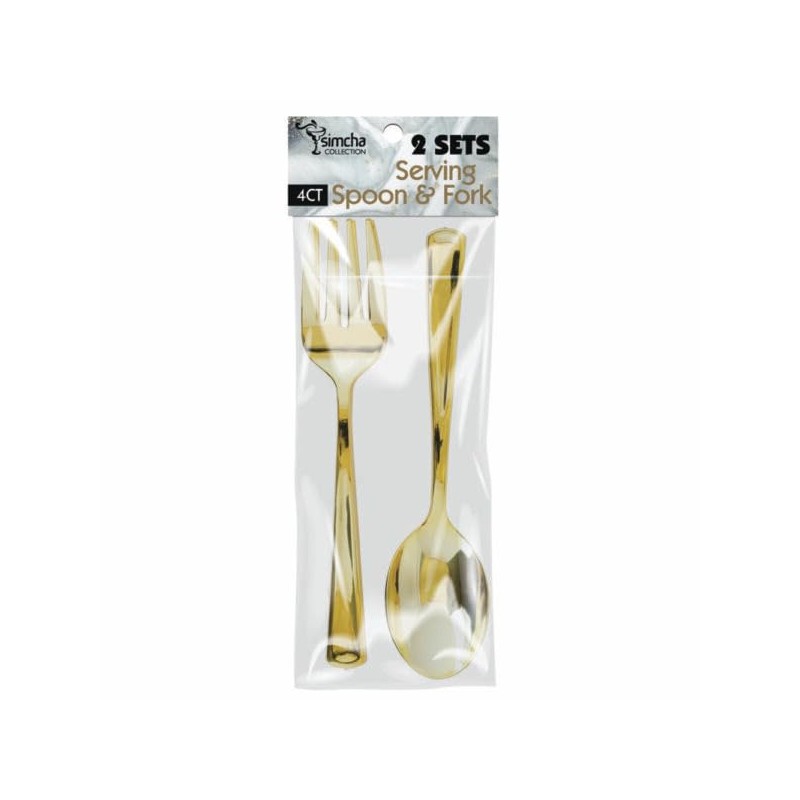 Blue Sky Disposable Gold Serving Spoon and Forks Set |