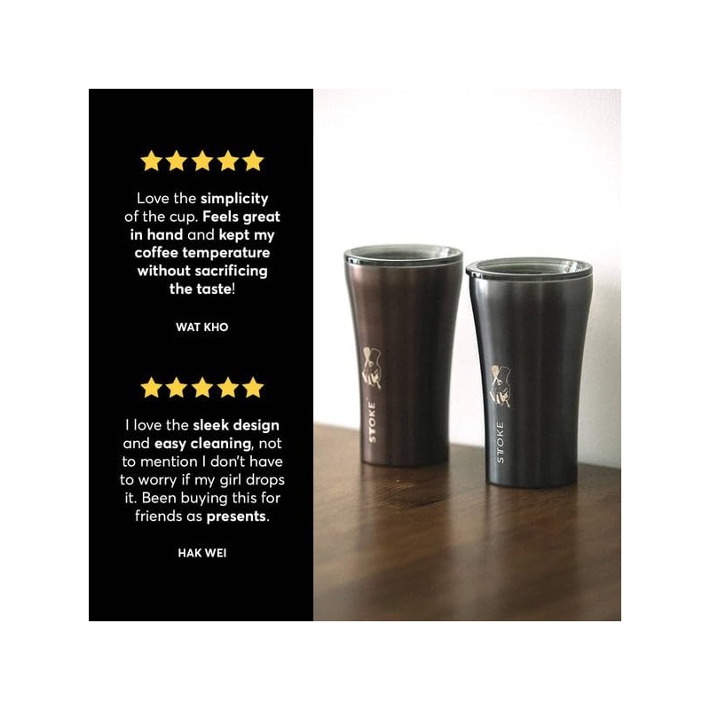 Sttoke Leakproof Ceramic Reusable Coffee Cup 12 oz, Rust Brown