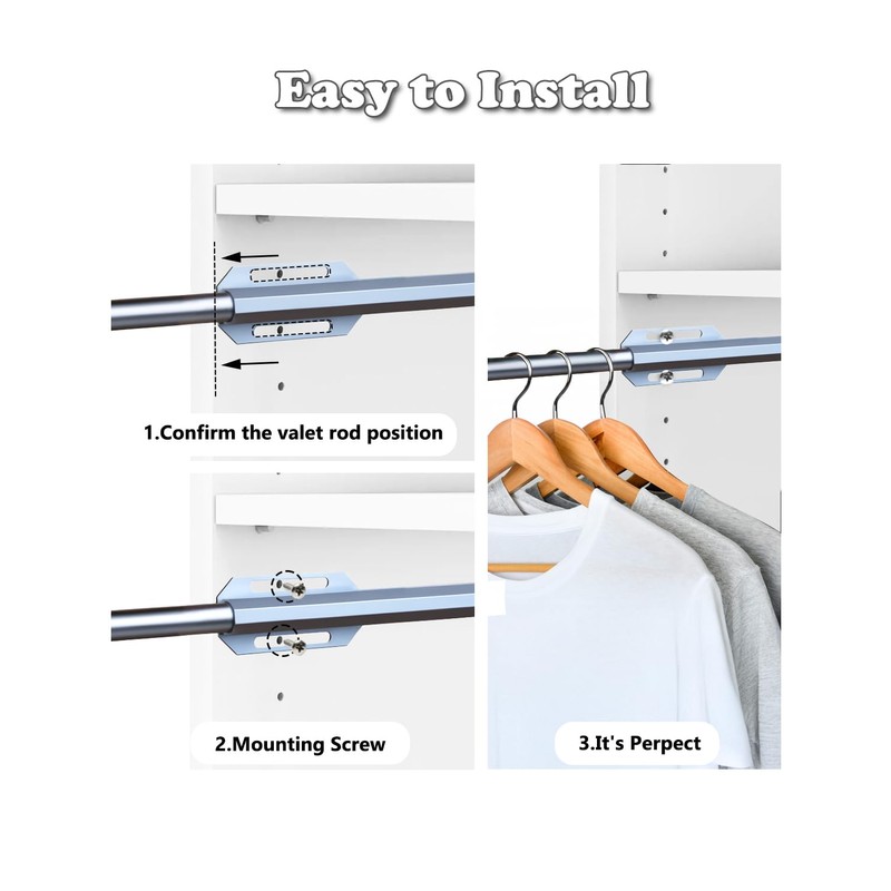 Valet Rod for Closet Pull Out, 12" Adjustable extending closet