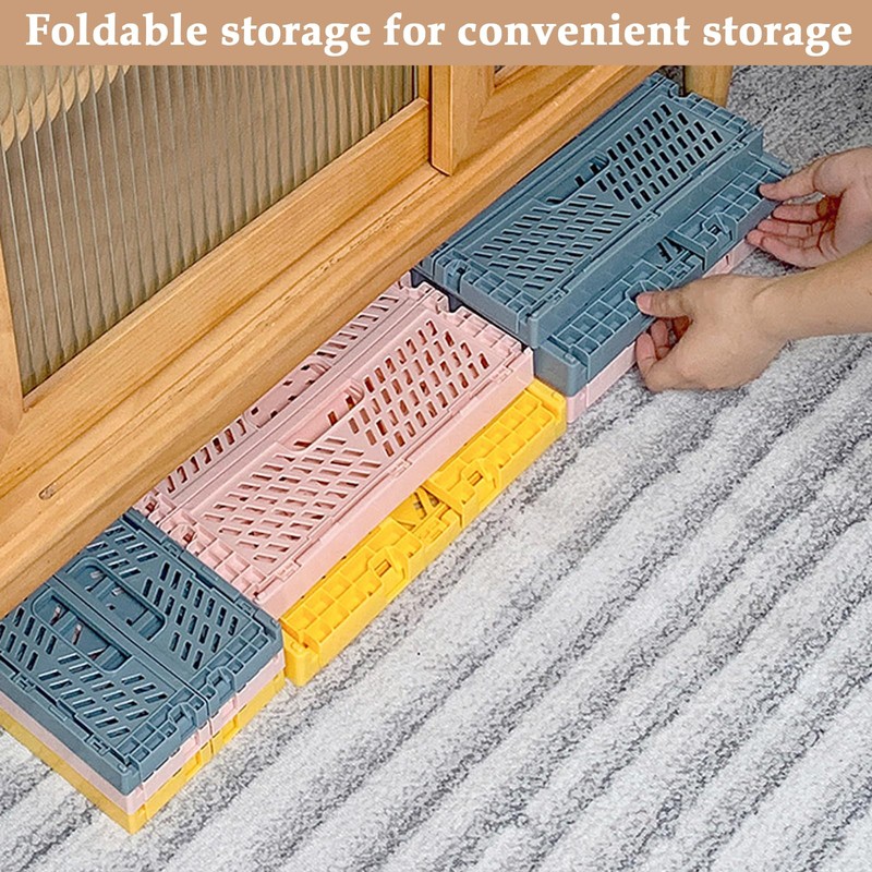 Pack of 5 Folding Boxes, Foldable, Stable, Plastic, Sturdy Folding
