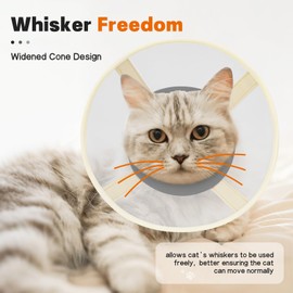 Cat Cone Collar Soft- Adjustable Comfortable Air Mesh Recovery Cone After Surgery to Stop Licking and Scratch, Alternative to Plastic Elizabethan Collar for Cat, Whiskers Freedom (Grey, XS)