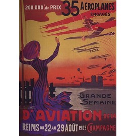 WONDERFULITEMS Grande Semaine D'AVIATION DE LA Champagne 1909 France 35 Aeroplanes ENGAGES Small Vintage Poster Canvas REPRO