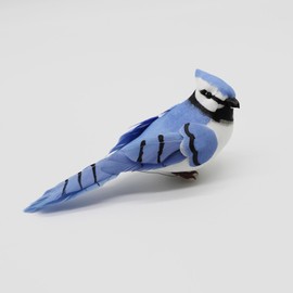 LWINGFLYER 2pcs Claw Artificial Birds 5.5-Inch Realistic Blue Jay Feathered Bird Ornaments for Christmas Tree Wreath Crafts Seasonal Display Birdhouses Home Party Decor