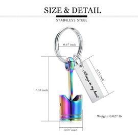 memorial jewelry Car Part Cremation Urn Keychain for Ashes for Men Motor Piston Ash Keepsake, Stainless Steel, No gemstone.