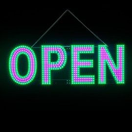 Thirdpolite LED Open Signs for Business, 30"L x 10"W Large Open Sign LED with 9 Scene Modes, Ultra Bright Adjustable Light Up LED Open Bar Sign for Storefront Window Glass Door Shop Store Salon Cafes Restaurant (Pink&Green)