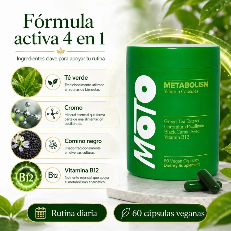 Cápsulas Para Energía Diaria Y Control De Metabolismo