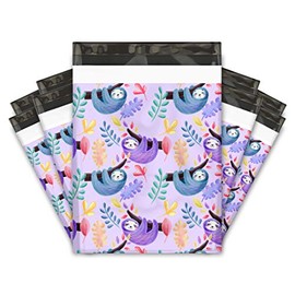 10x13 (100) Purple Sloths Designer Poly Mailers Shipping Envelopes Premium Printed Bags