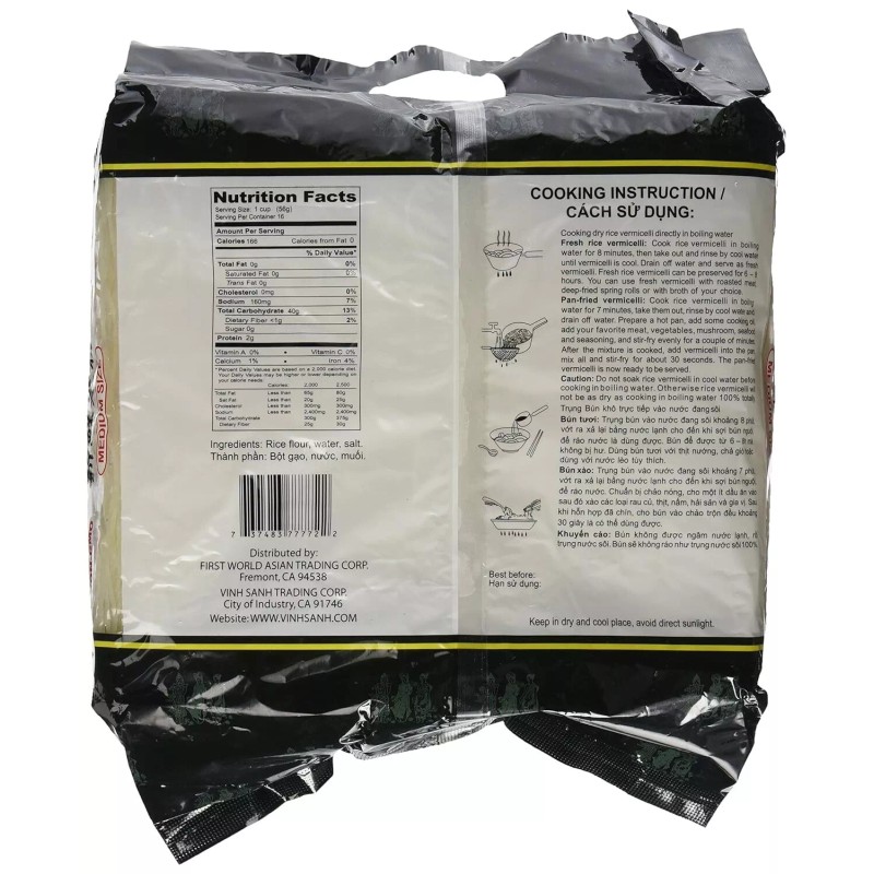 Three Ladies Brand Vietnamese Rice Vermicelli 2lbs (Pack of 2)