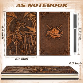 DND Dragon Journal Notebook, 3D Dragon Embossed Notebook with Pen for Dungeons and Dragons/D&D, Great RPG Accessories Nerdy Gifts for DM's & Players, 200 Pages A5 Leather Notepad for Men & Women