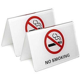dealzEpic - No Smoking Table Top Tent Sign | White Acrylic Double-Sided Tabletop Sign - 4.1 x 2.6 inches | Set of 2
