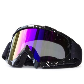 LOOVILEN Dirt Bike Goggles for Motocross ATV Motorcycle,Offroad Riding MX and Skiing Snow Goggles with UV protection,Dustproof,Windproof Lenses for Men, Women, Youth and Kids Black White Point