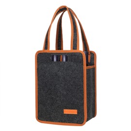 Foyego 6 Bottle Wine Tote Bag, Insulated Thermal Padded Wine Carrier Tote, Reusable Wine Bags for Wine Bottles Travel, Camping and Picnic, Perfect Wine Lover Gift