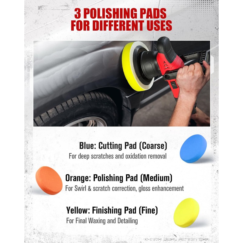 AVID POWER Dual Action Car Buffer Polisher, 6 Inch Orbital