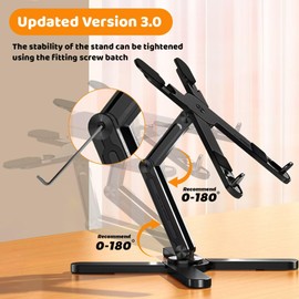 Moallia Laptop Stand with 360 Rotating Base, Computer Notebook Laptop Riser Metal Holder for Desk Collaborative Work, Fully Foldable for Easy Storage, Fits All MacBook, Laptops up to 16 inches, Black