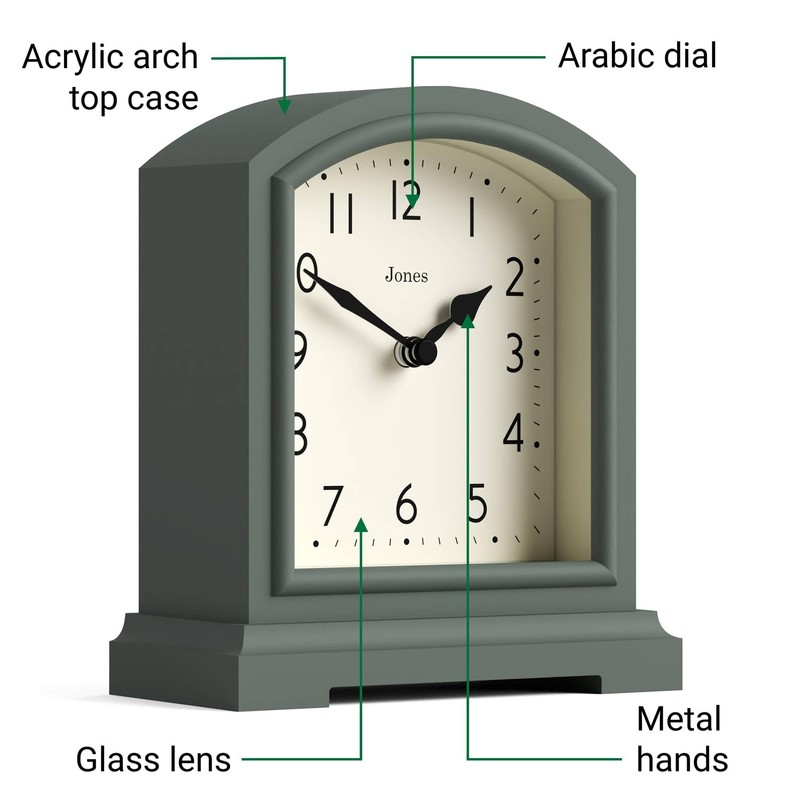 JONES CLOCKS Tavern Mantel Clock | Modern Arch Design |
