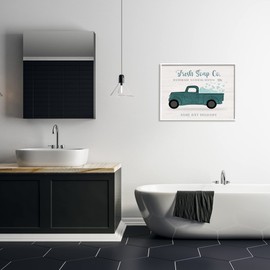 Stupell Industries Fresh Soap Co. Vintage Green Truck Bath Bubbles, Designed by Natalie Carpentieri White Framed Wall Art, 30 x 24