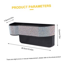 BUGUUYO 1Pc Rhinestone Studded Car Seat Gap Storage Box Multifunctional Organizer for Smartphone Wallet and Cup Durable Microfiber and Material Passenger Side Filler