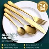 Gold Silverware Set, OGORI 24-Piece Gold Forged Stainless Steel Flatware