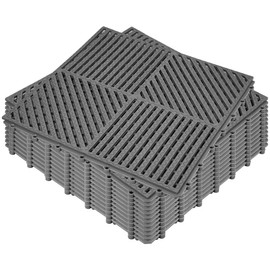 ToLanbbt Modular Interlocking Cushion 12P 11.8" x 11.8" Interlocking Rubber Floor Drain Holes Non-Slip Splicing Drainage Mats for Deck, Shower, Kitchen, Drain Pool, Sauna Bath (Dark Gray, Diagonal)