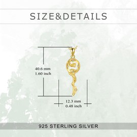Gold Plated Sterling Silver Snake Necklace Key Pendant Jewelry for Women Girls