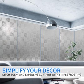 DERZGAO Window Film Privacy Day and Night with Installation Tools, Static Cling Glass Film Ideal for Home Shower Office Glass Door (White, 17.5X78.7 Inch)