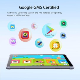 Wainyok 10.1 Inch Android Kids Tablet: 6GB + 64GB 1TB Expand Tableta with 2.0GHz Octa-Core Processor | 5MP + 8MP Dual Cameras, HD IPS Screen, 2.4G/5G WiFi, Bluetooth 5.0, GMS (Clear)