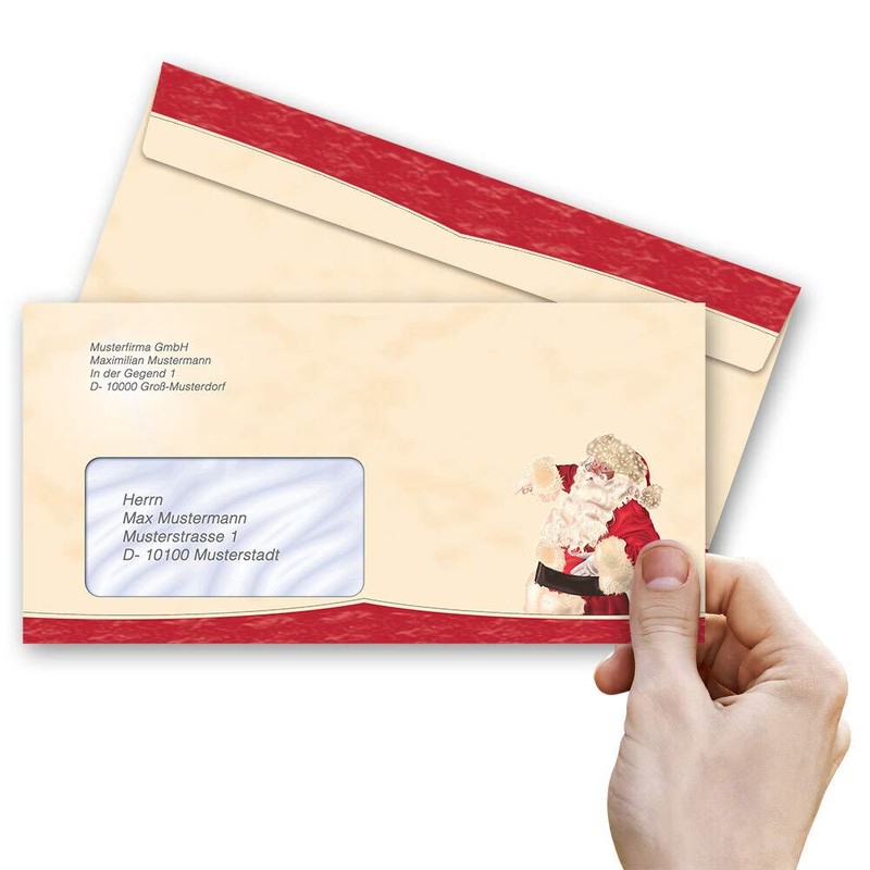 Paper Media Pack of 50 Envelopes (with Window) Santa Claus
