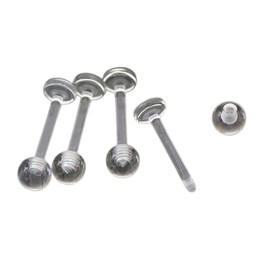 4 Pc Clear Acrylic 14g 1/2" Short Length 4mm Ball Tongue Rings Piercing Retainer No Metal