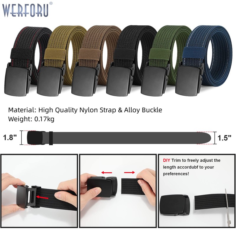 WERFORU Men's Nylon Belt, Military Tactical Belts Breathable Webbing Canvas