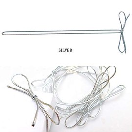 POSHNPRETTY 100 PCS Stretchy Elastic Metallic Braided Cord Loops Bows - Silver or Gold (Silver, Cord Length: 18" Loop Length: 10")