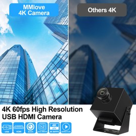 MMlove 4K HDMI Camera High Speed 60FPS USB Webcam 8MP Streaming with 120 Wide Angle Lens H.264 2X Digital Zoom Simultaneous Output Close up Lightburn for PC Laptop