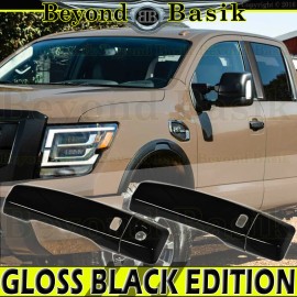 Torox For 2017-2024 Nissan Titan Std/Ext GLOSS BLACK 2 Door Handle COVERS W/SmtKeyhole