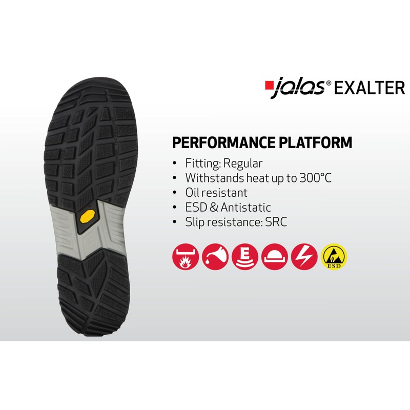 Jalas 9965 Exalter Safety Shoe, EU Size 39 Black,red