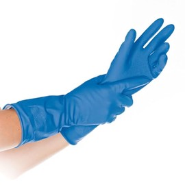 FRANZ MENSCH Hygostar Bettina Household Gloves, Latex, Blue, 9/L, L: 30 cm, Household Gloves, Cleaning Gloves, Rubber Gloves, Reusable Gloves, Pack of 144