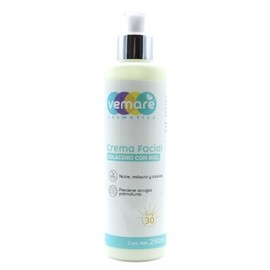 Vemare Cosmetics Crema Facial Para Día de Colágeno y Miel con Filtro Solar Nutre, Hidrata y Suaviza 250ml