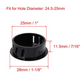 VictorsHome Hole Plugs Plastic 25mm (1") Fit for 24.5-25mm Diameter Locking Hole Tube Flush Type Panel Plugs Fastener Cover for Kitchen Cabinet Furniture Black 25 Pcs