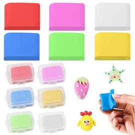 YCHYAN Pack of 6 Kneading Eraser Rubbers 4 x 4 cm, Multicoloured Kneadable Eraser with Plastic Casing, Durable Eraser for Painting, Drawing, Writing, Creative Erasers for DIY