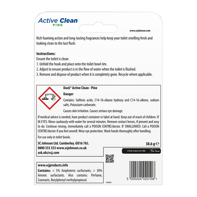 Duck Active Clean Toilet Rimblock Pine 38.6g (Pack of 8)