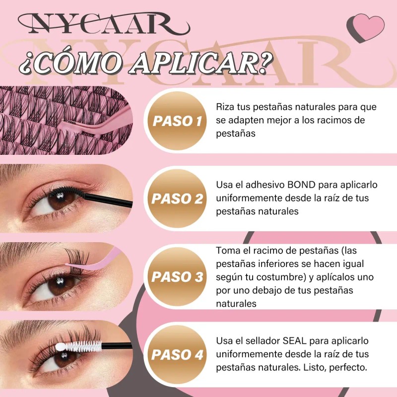 Kit Pestañas Naturales Volumen Nycaar Con Pegamento Diy