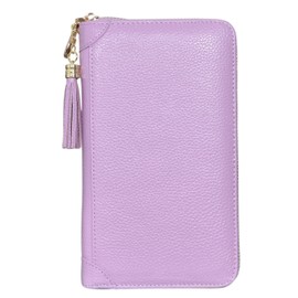Easyoulife Credit Card Holder Wallet Womens Zipper Leather Case Purse RFID Blocking (Light Purple)