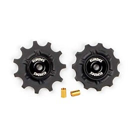 Elvedes 1 Set of Derailleur Pebbles 2 x 11 Teeth Stainless Steel Ring Bearings INCL. Bushing ABEC 5 Unisex Adult Cycle - Black, 9 V / 10 V / 11 V