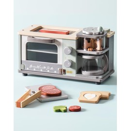 ROBOTIME Play Kitchen Toys Accessories - Wooden Breakfast Machine Kitchen Toy for Kids with Coffee Maker and Pretend Play Food Sets - Kitchen Playset Appliances Toy for Toddlers (Mint Green)
