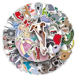 Bric dodo 50Pcs Greyhound Animal Print Stickers for Scrapbook, Laptop, Car, Phone, Skateboard, Suitcase, Luggage, Bike - Grey - 50 Pieces - PVC - Outdoor - Kids