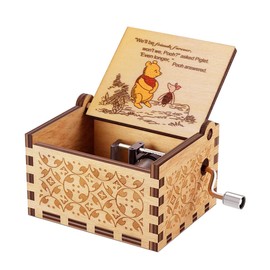 Yesnote Music Box Gift for Friend, Pooh Saying Music Box Long Distance Friendship Gift for Friend BFF Girlfriend Boyfriend Birthday Valentine Day Anniversary Wooden Hand Crank Musical Box