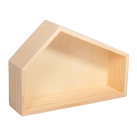 Rayher Wooden House with Slanted Roof, Wood FSC Certified, 22 x 5.6 x 15 cm, House Wood Decoration, Nativity Scene Wood, Empty, Wooden House, 64535505